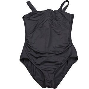 Lands End 1 Piece Swimsuit Women‎ 14DD Black Twist Criss Cross Resort Beach